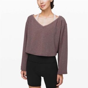 Lululemon Sz M/L Show Your Depth Long Slv Pullover Top Heathered Antique Bark